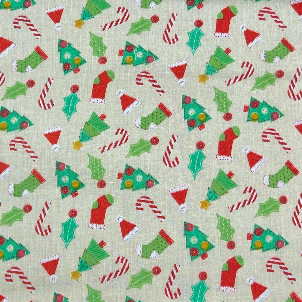 Crafty Christmas Polycotton Fabric - Pound Fabrics