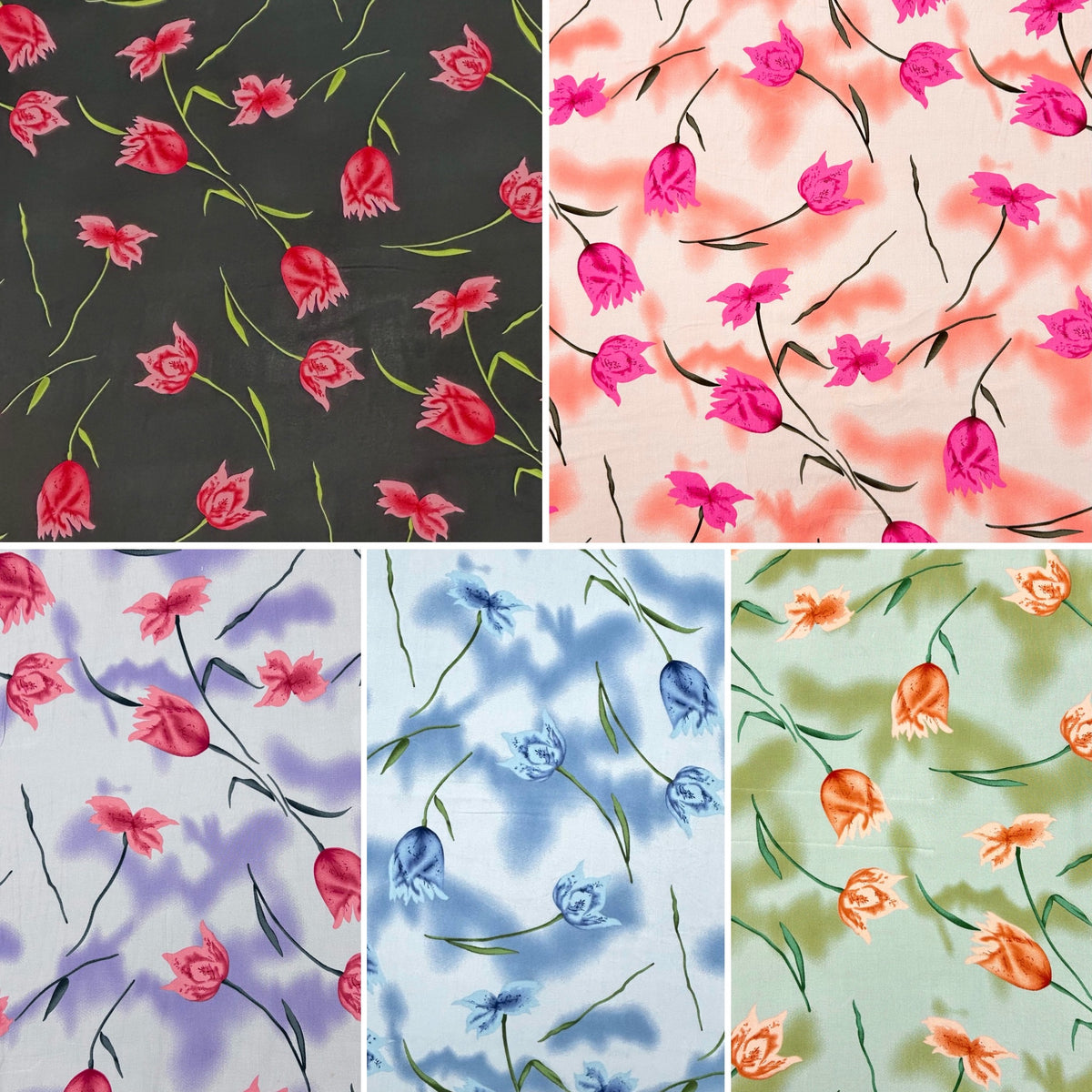 Spring Petals Viscose Challis Fabric