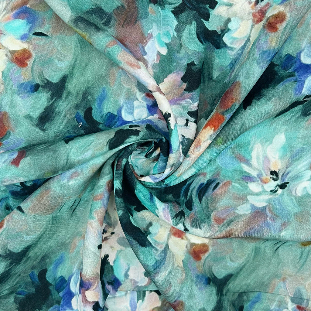 Floral Waves Viscose Poplin Fabric