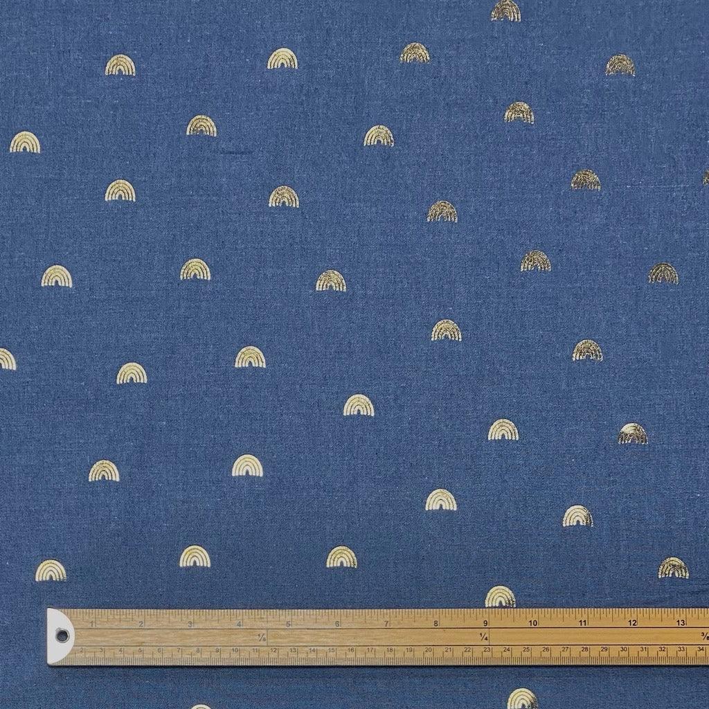 Foil Rainbow Chambray Denim Fabric - Pound Fabrics