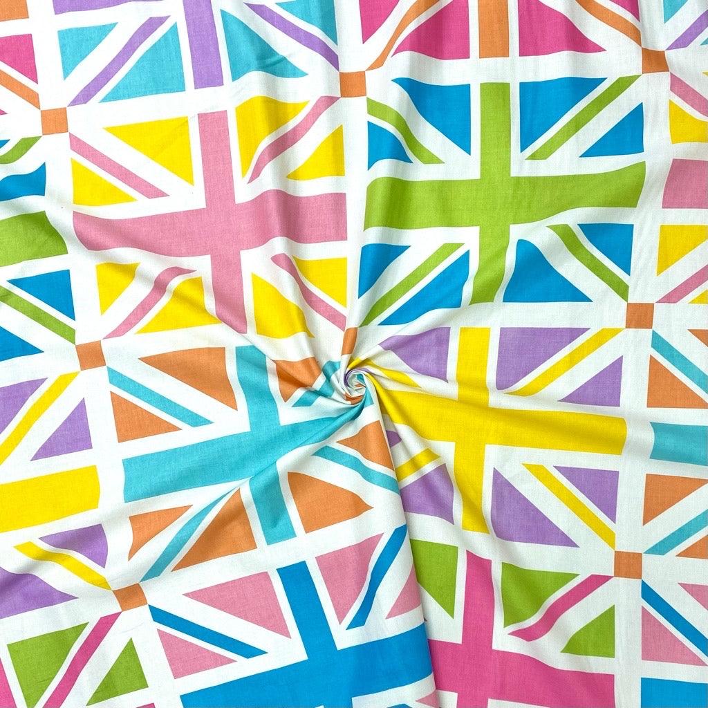 59cm Panel Colourful Union Jack Cotton Fabric - Pound Fabrics
