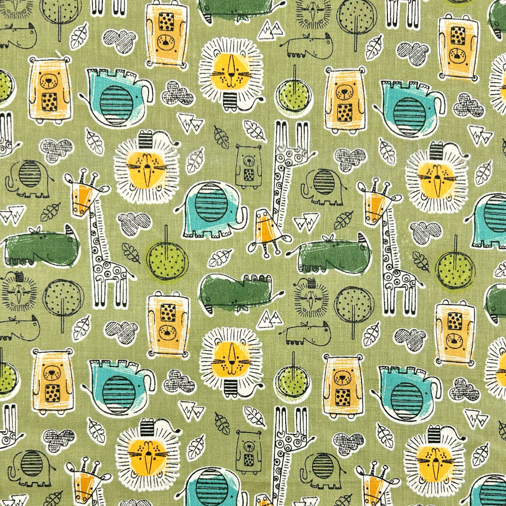 Safari Sketchbook Cotton Poplin Fabric