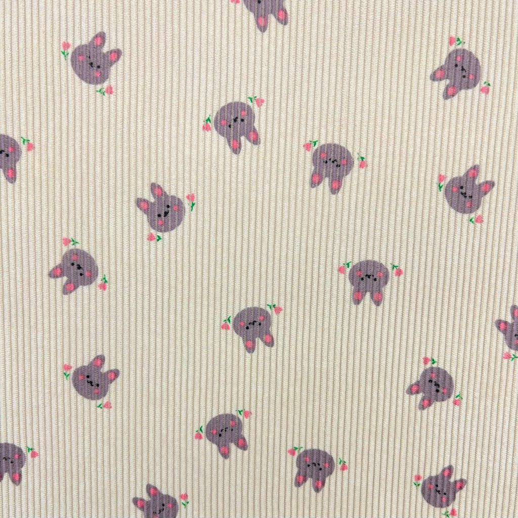Cute Bunnies Stretch Corduroy Fabric