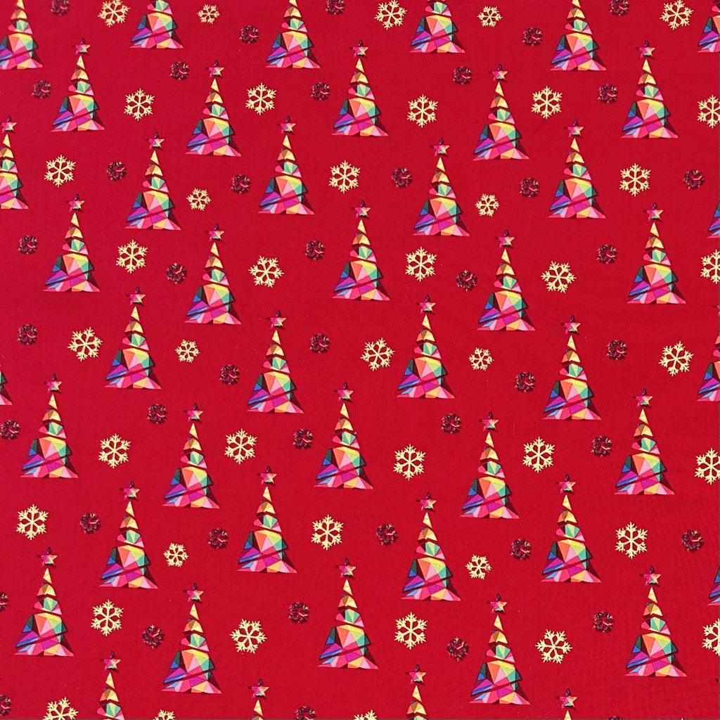 Rainbow Christmas Trees Cotton Fabric - Pound Fabrics