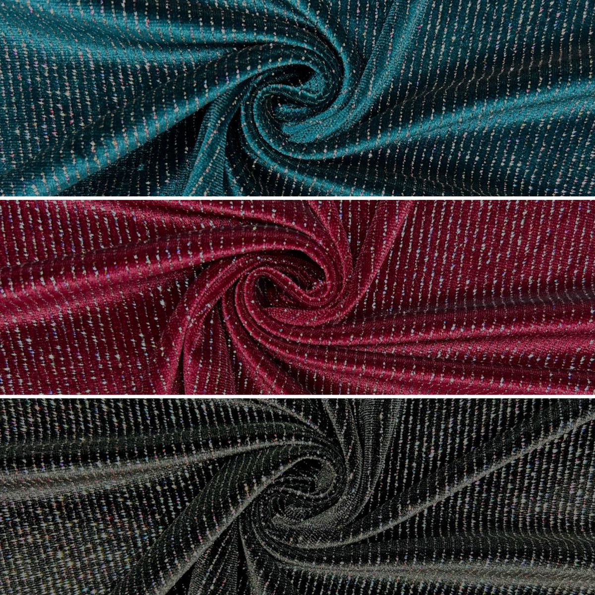 Shimmer Line Stretch Velvet Fabric