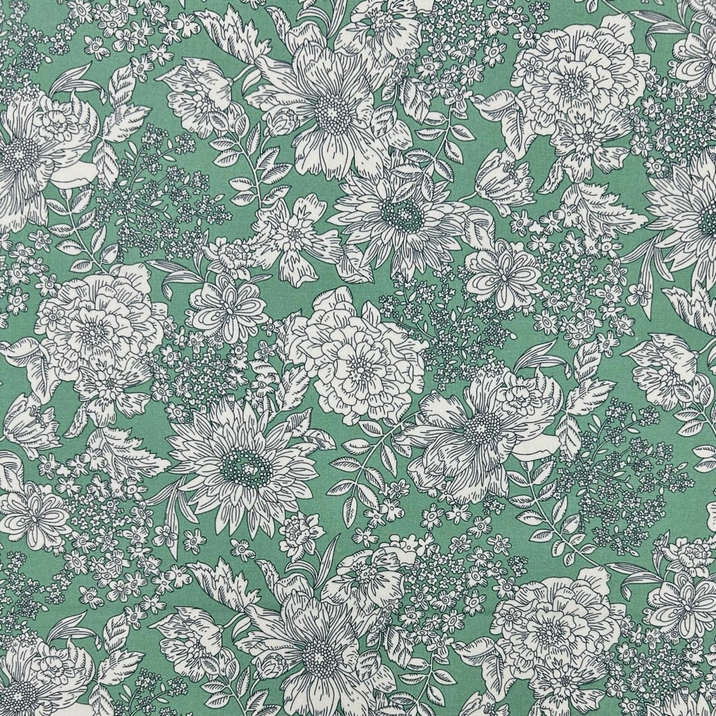 Vintage Wildflowers Rose & Hubble Cotton Poplin Fabric