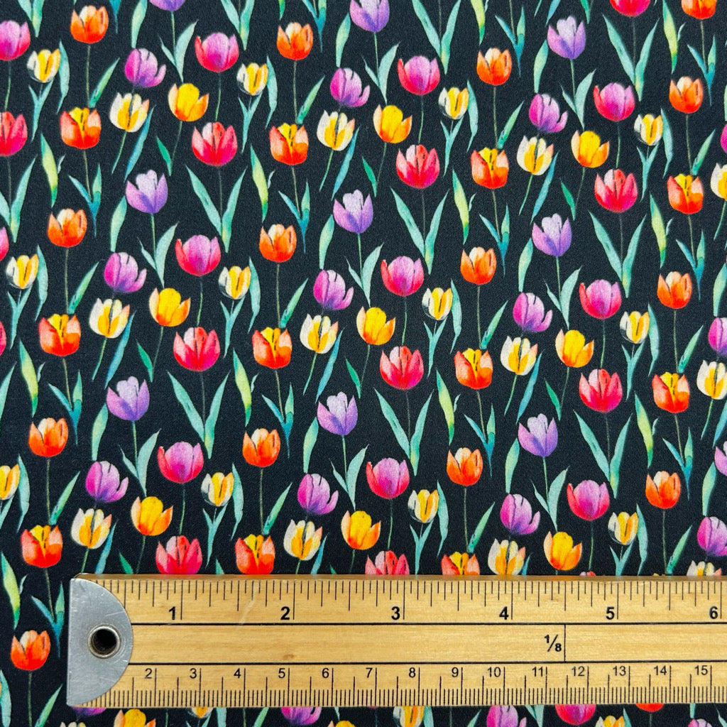 Painted Tulips Cotton Sateen Fabric