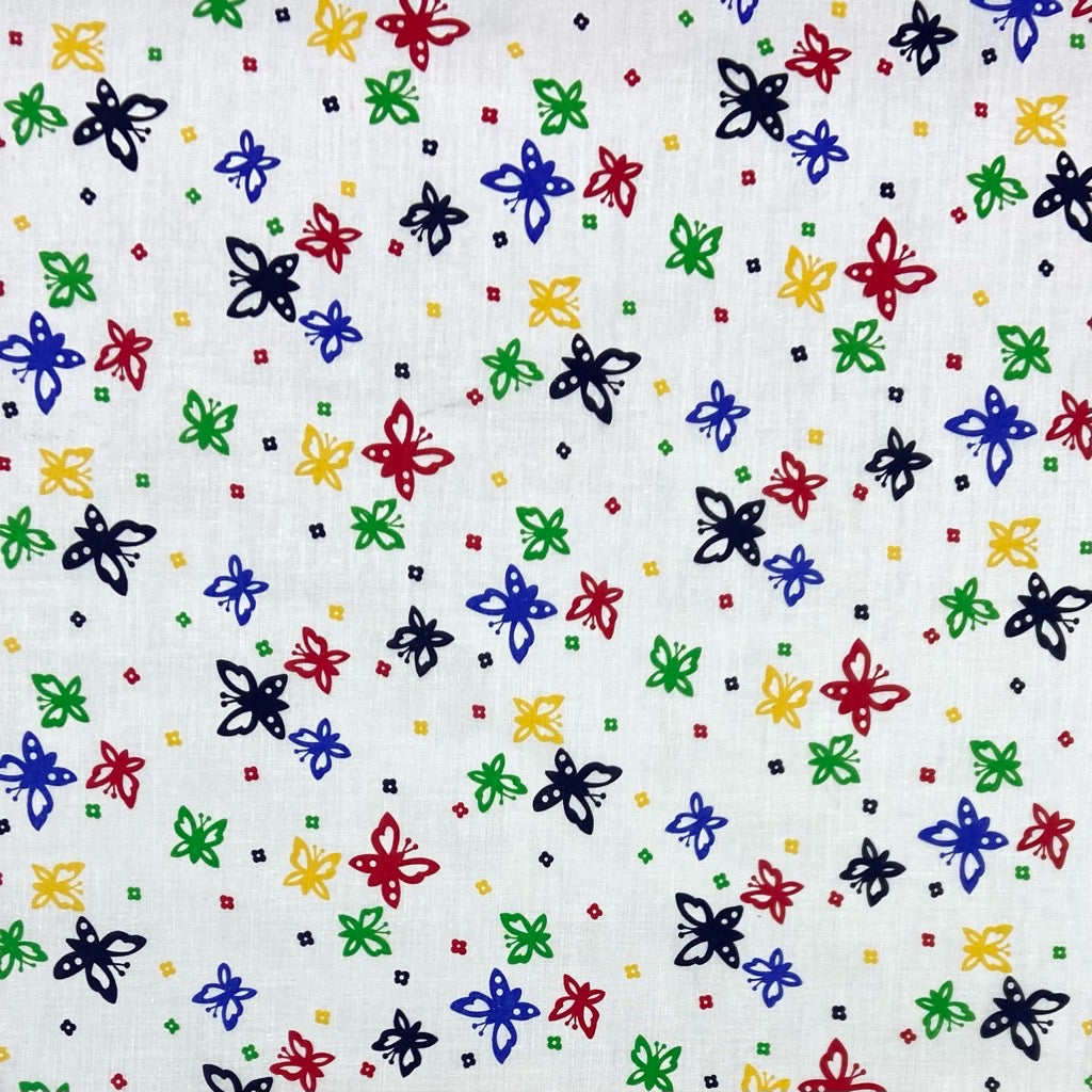 Multicoloured Butterflies Polycotton Fabric