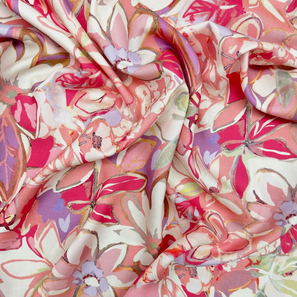 Painterly Petals Viscose Fabric