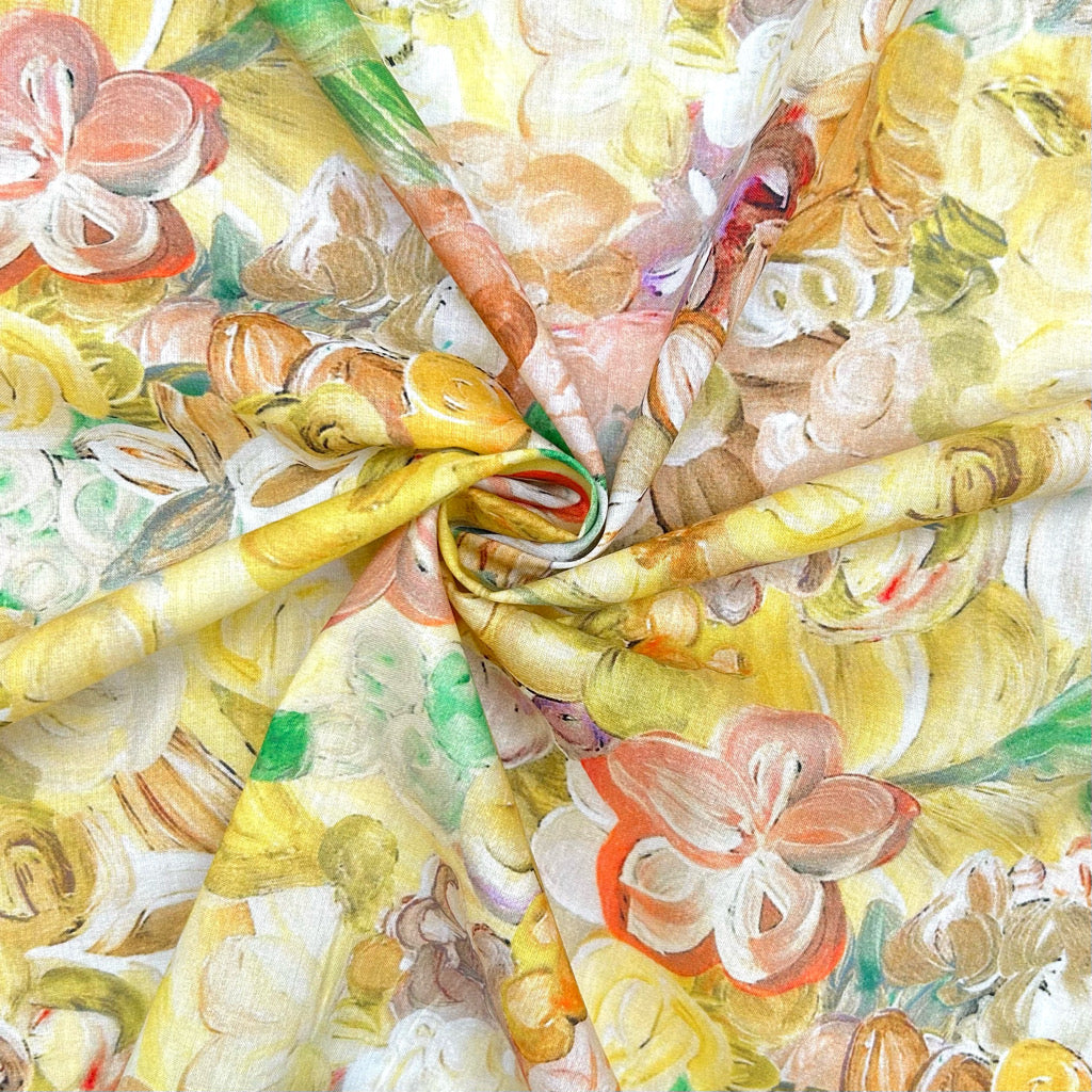 Painted Botanical Cotton Lawn Fabric