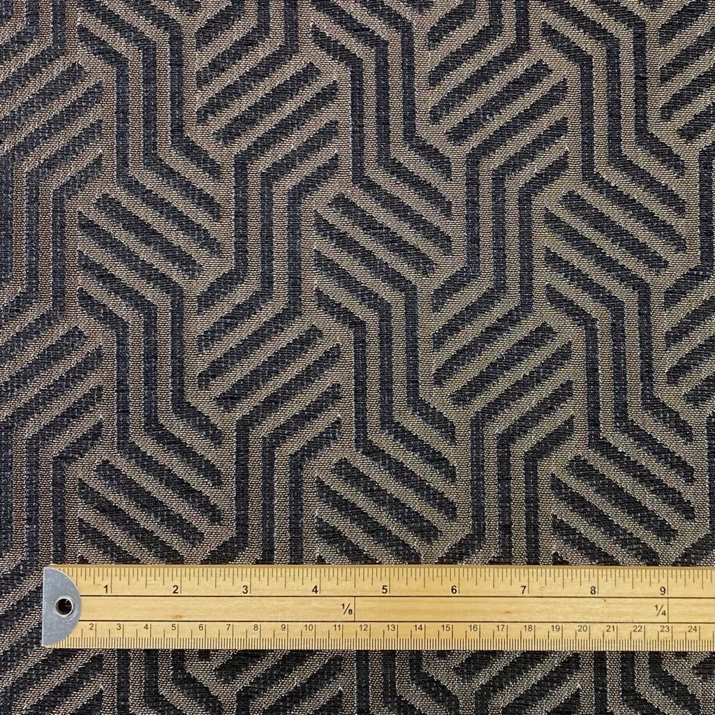 Brown and Black Tiles Upholstery Fabric