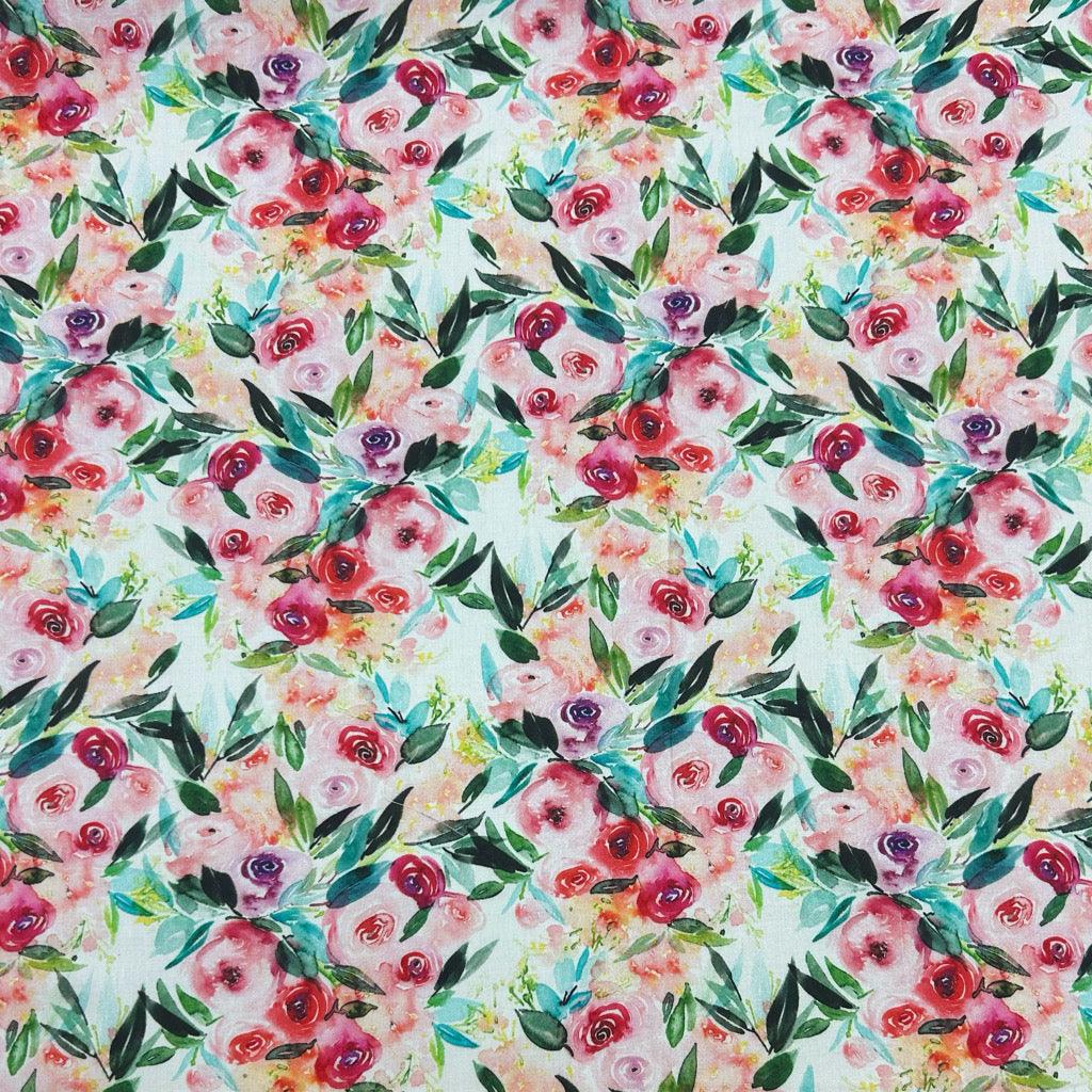 Rose Garden Viscose Challis Fabric - Pound Fabrics