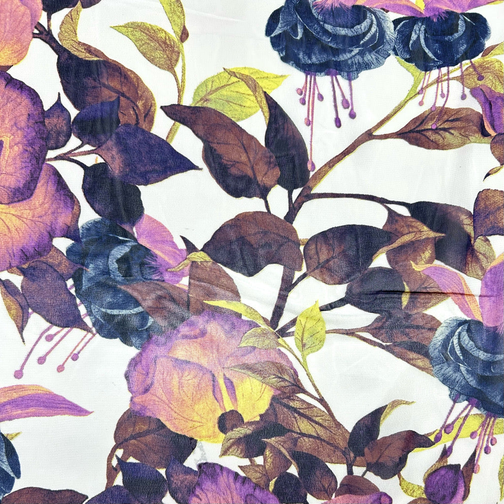 Purple/Plum Flowers Chiffon Fabric - Pound Fabrics