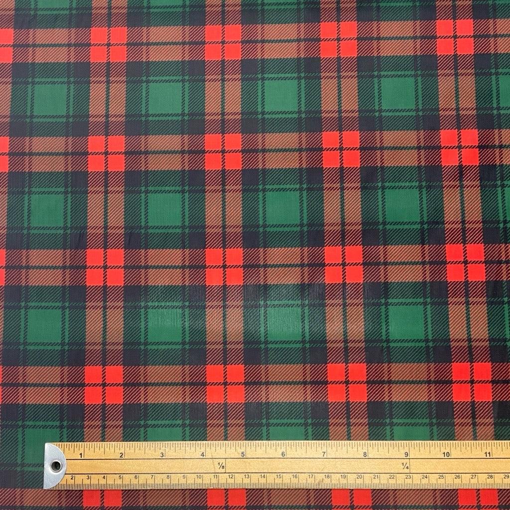 Red and Green Tartan Polyester Lining Fabric - Pound Fabrics