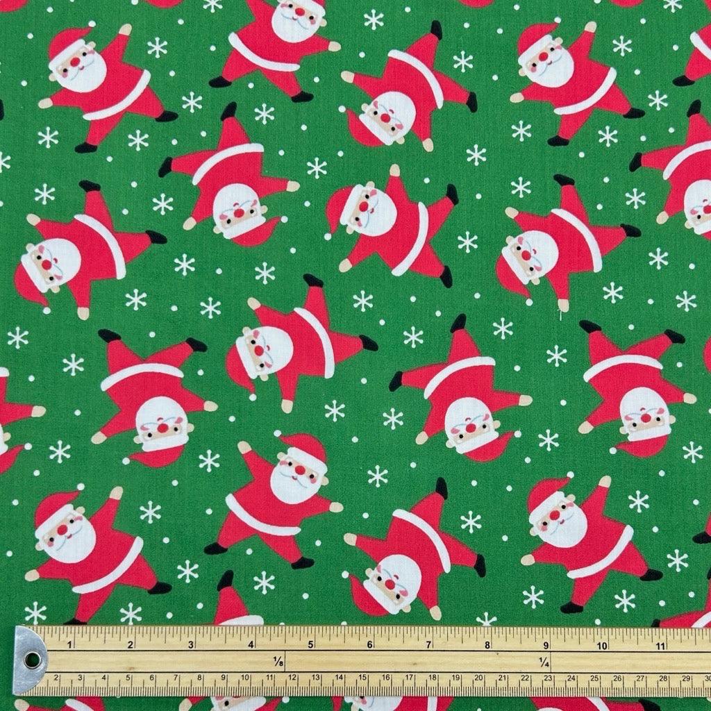 Happy Santa Polycotton Fabric - Pound Fabrics