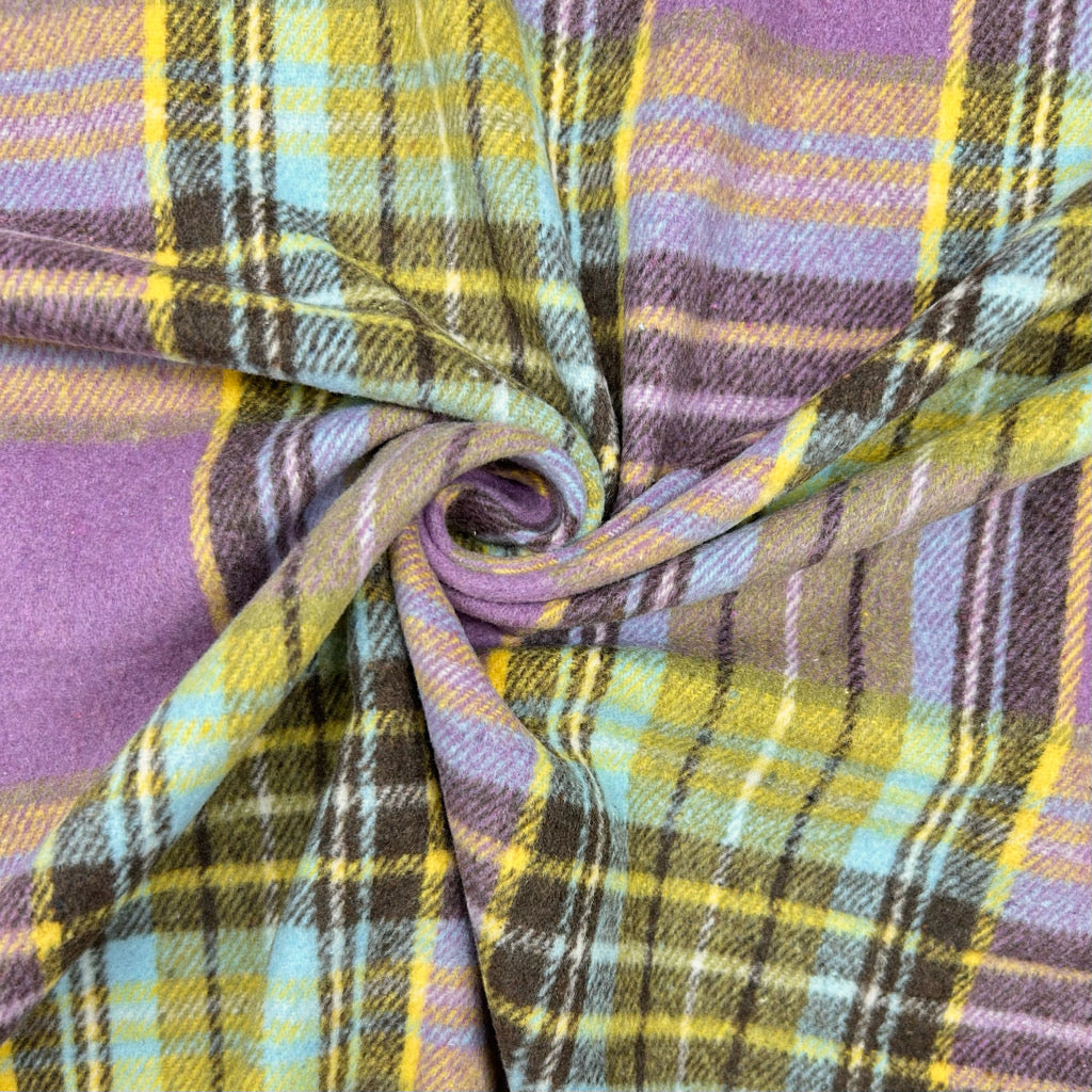 Blush Checkered Brushed Cotton Blend Fabric