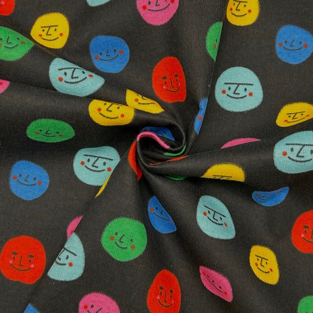 Smiley Faces Brushed Cotton Blend Fabric