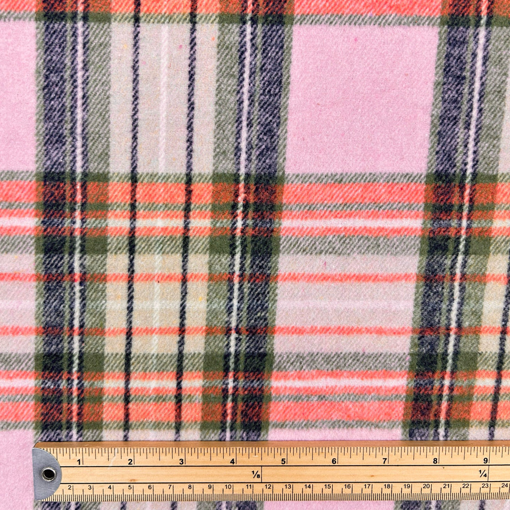 Blush Checkered Brushed Cotton Blend Fabric