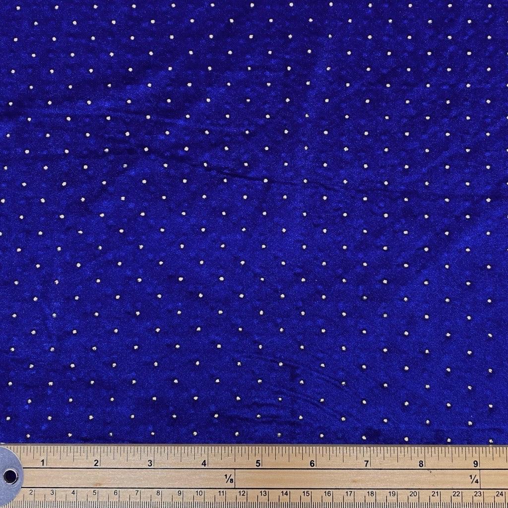 Gold Studded Royal Blue Velvet Fabric - Pound Fabrics