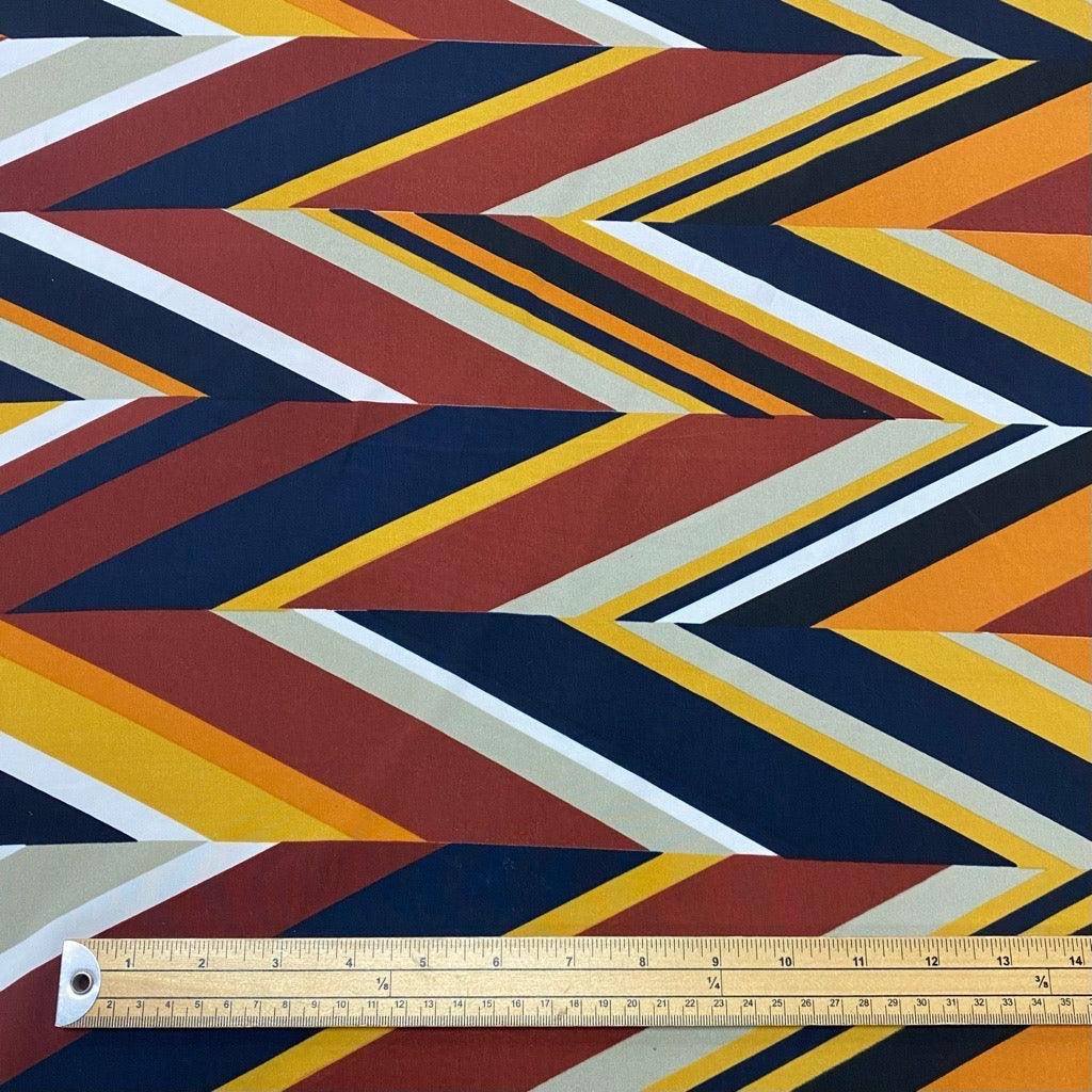 Orange & Brown Stripes Polyester Fabric - Pound Fabrics