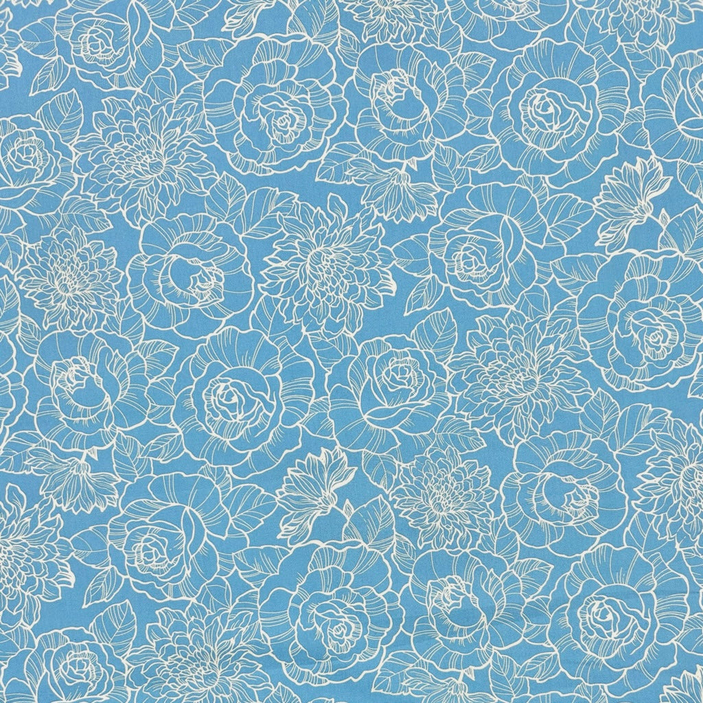 Elegant Blooms Rose & Hubble Cotton Poplin Fabric