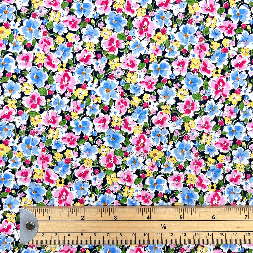 Tiny Blooms Rose & Hubble Cotton Poplin Fabric