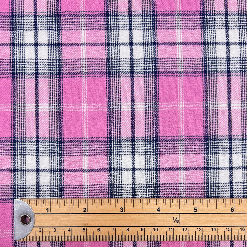 Classic Pink Check Brushed Cotton Fabric