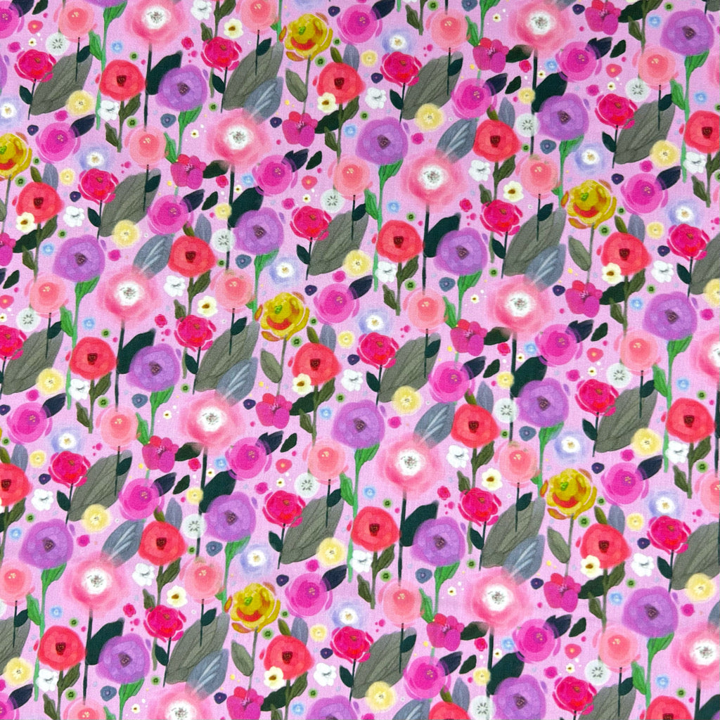 Happy Flowers Rose & Hubble Cotton Poplin Fabric