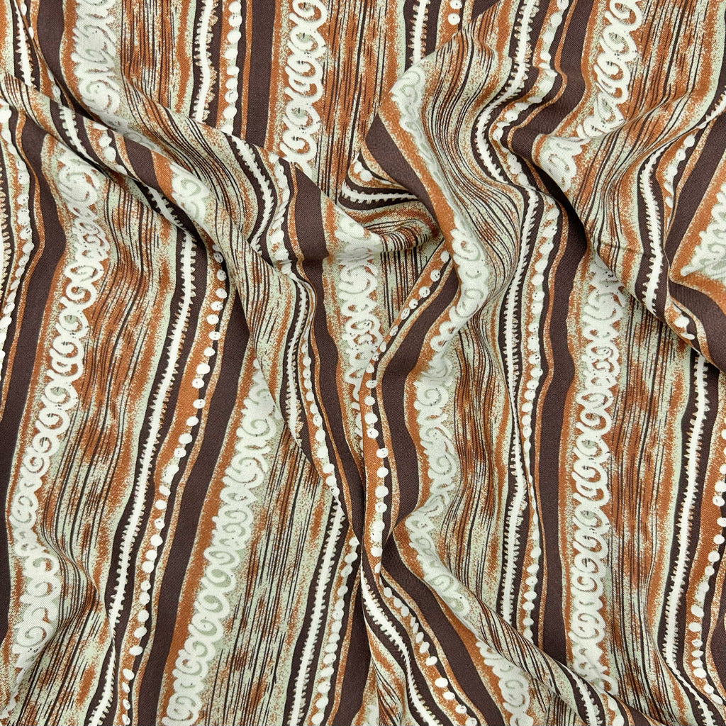 Folk Stripe Viscose Challis Fabric