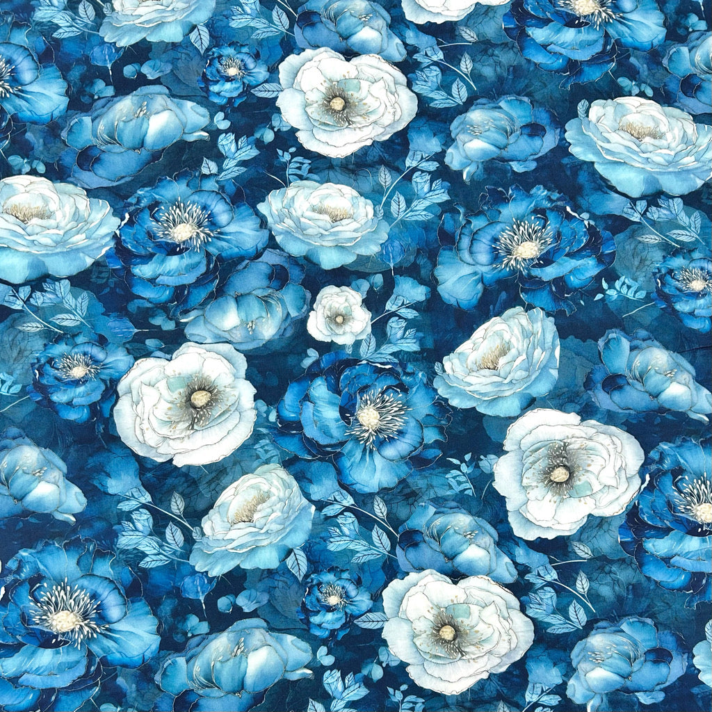 Ocean Bloom Viscose Fabric