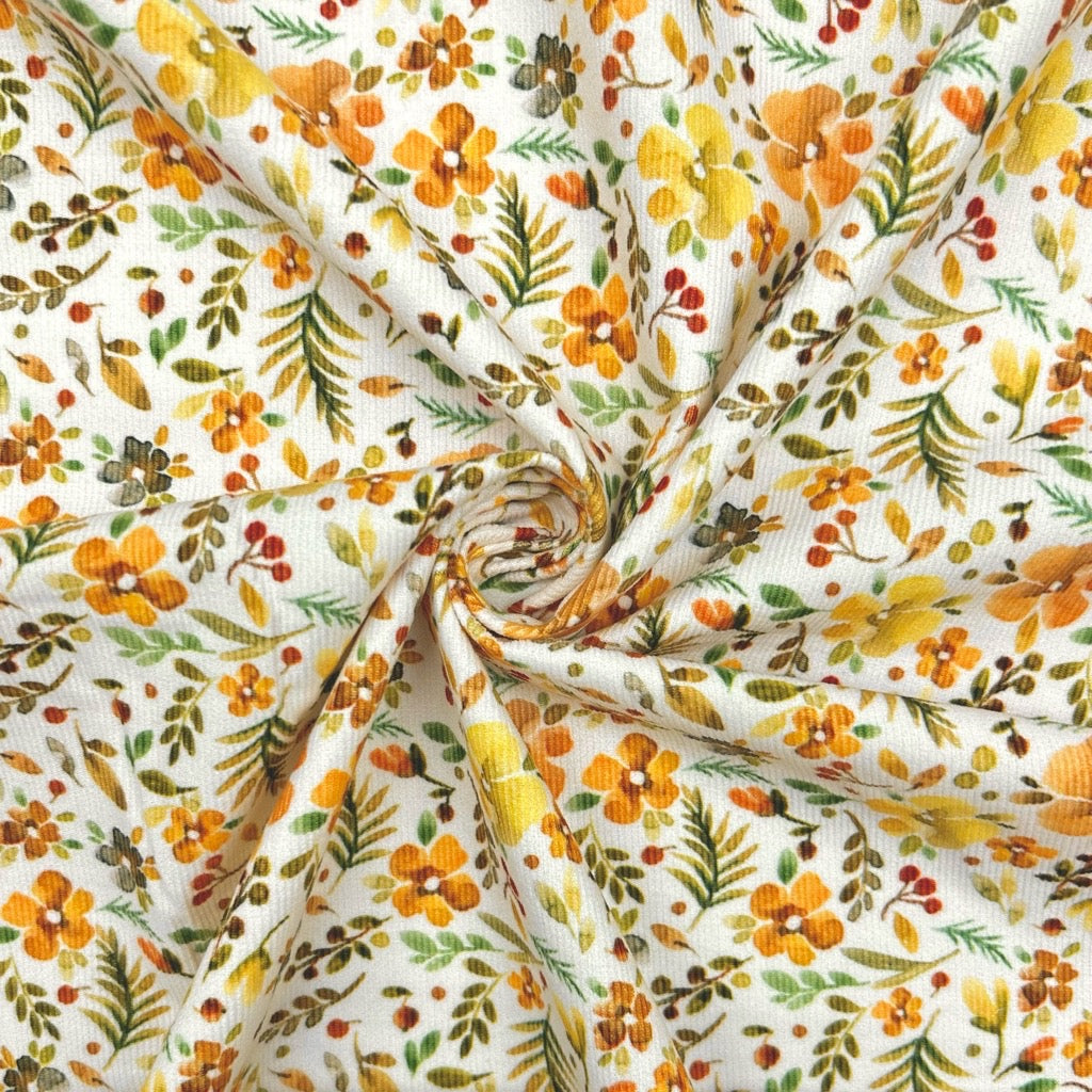 Vintage Flowers Needlecord Fabric