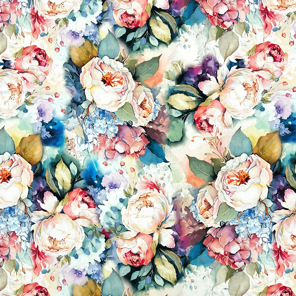 Spring Peony Viscose Poplin Fabric