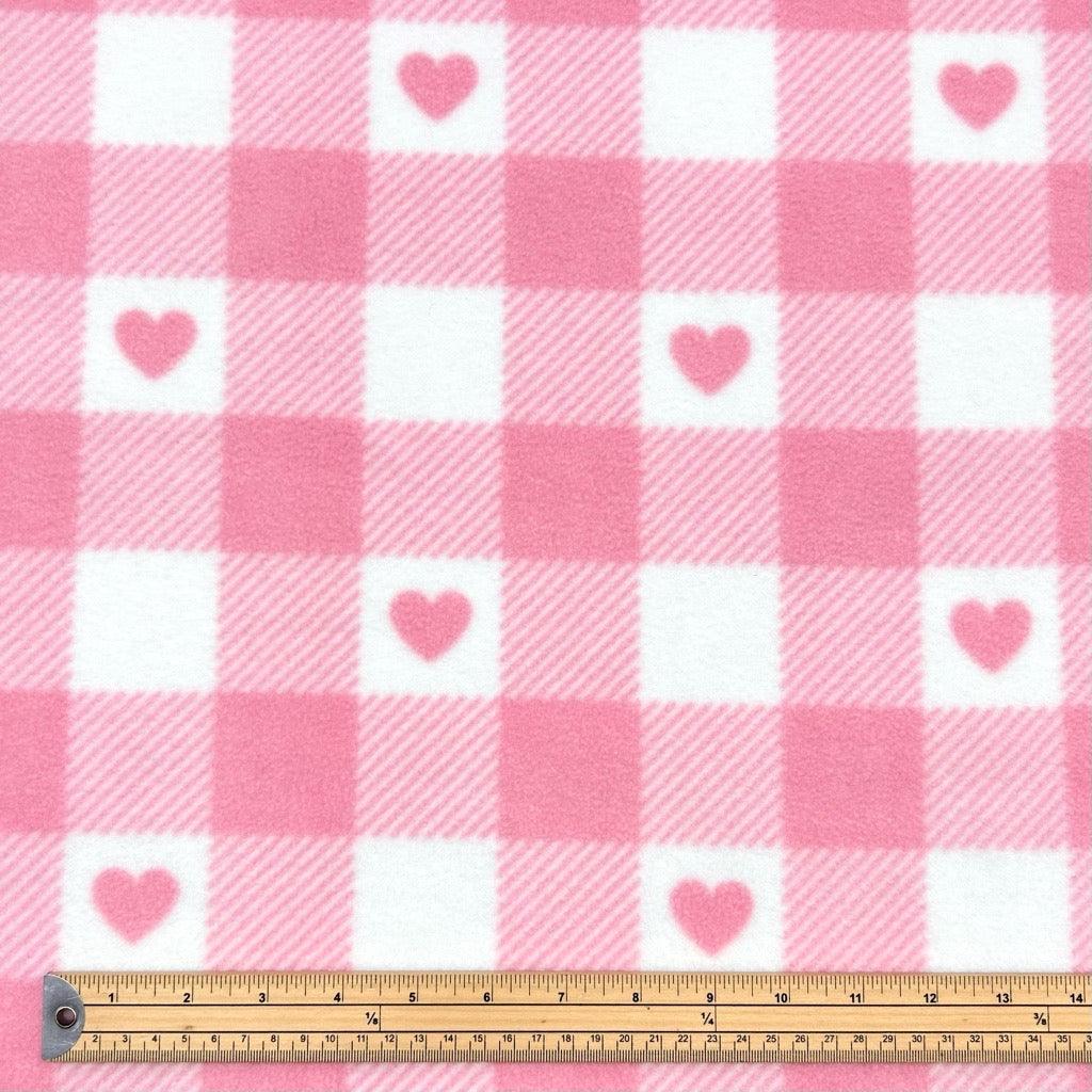 Hearts in Squares Anti Pill Polar Fleece Fabric - Pound Fabrics