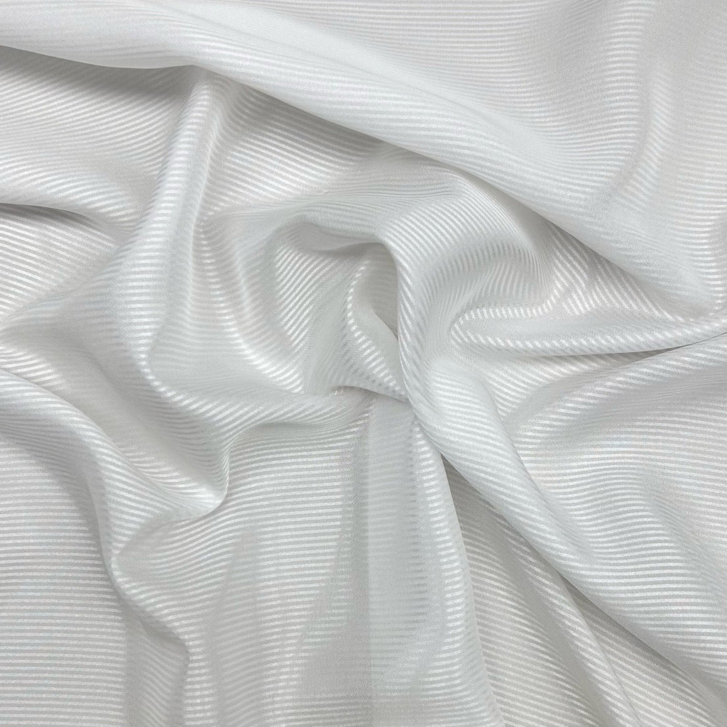 Striped White Lightweight Polyester Fabric