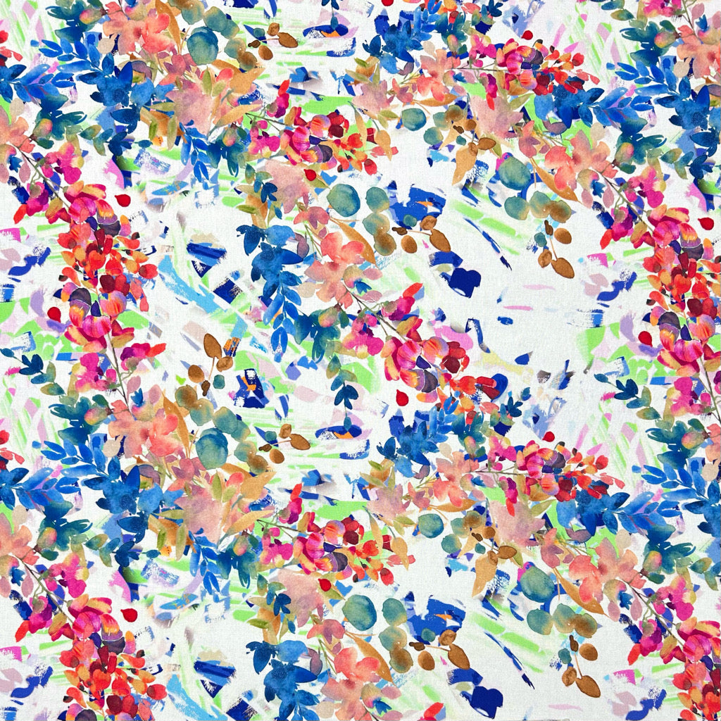 Botanical Brushstroke Linen Viscose Fabric