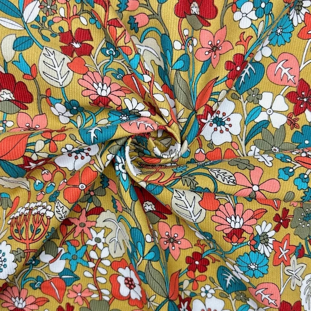 Folk Bloom Needlecord Fabric