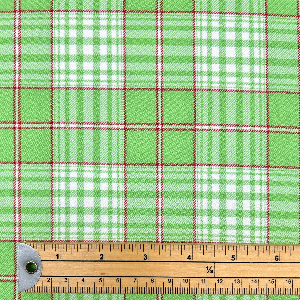 Fresh Green Checkered Suiting Fabric