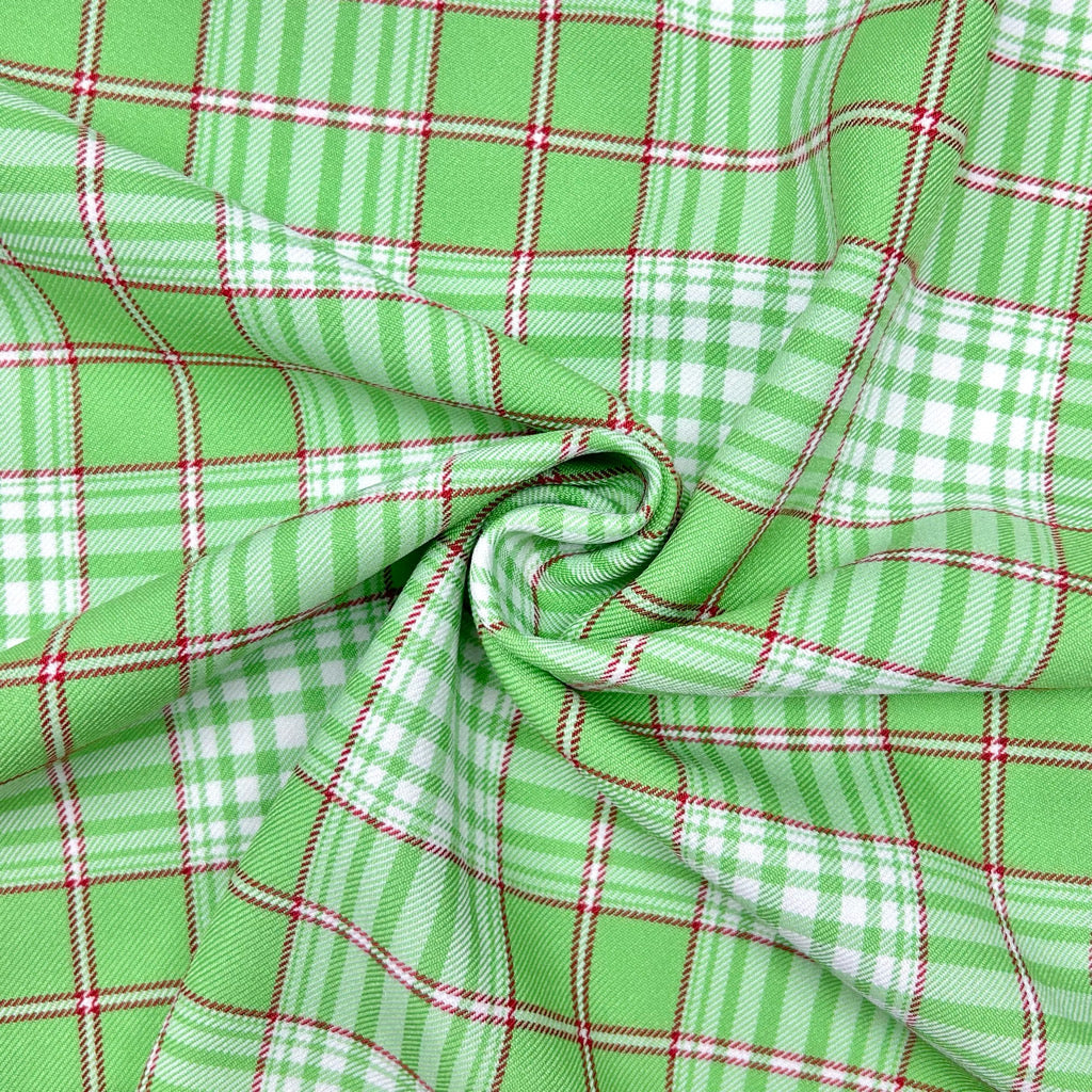 Fresh Green Checkered Suiting Fabric