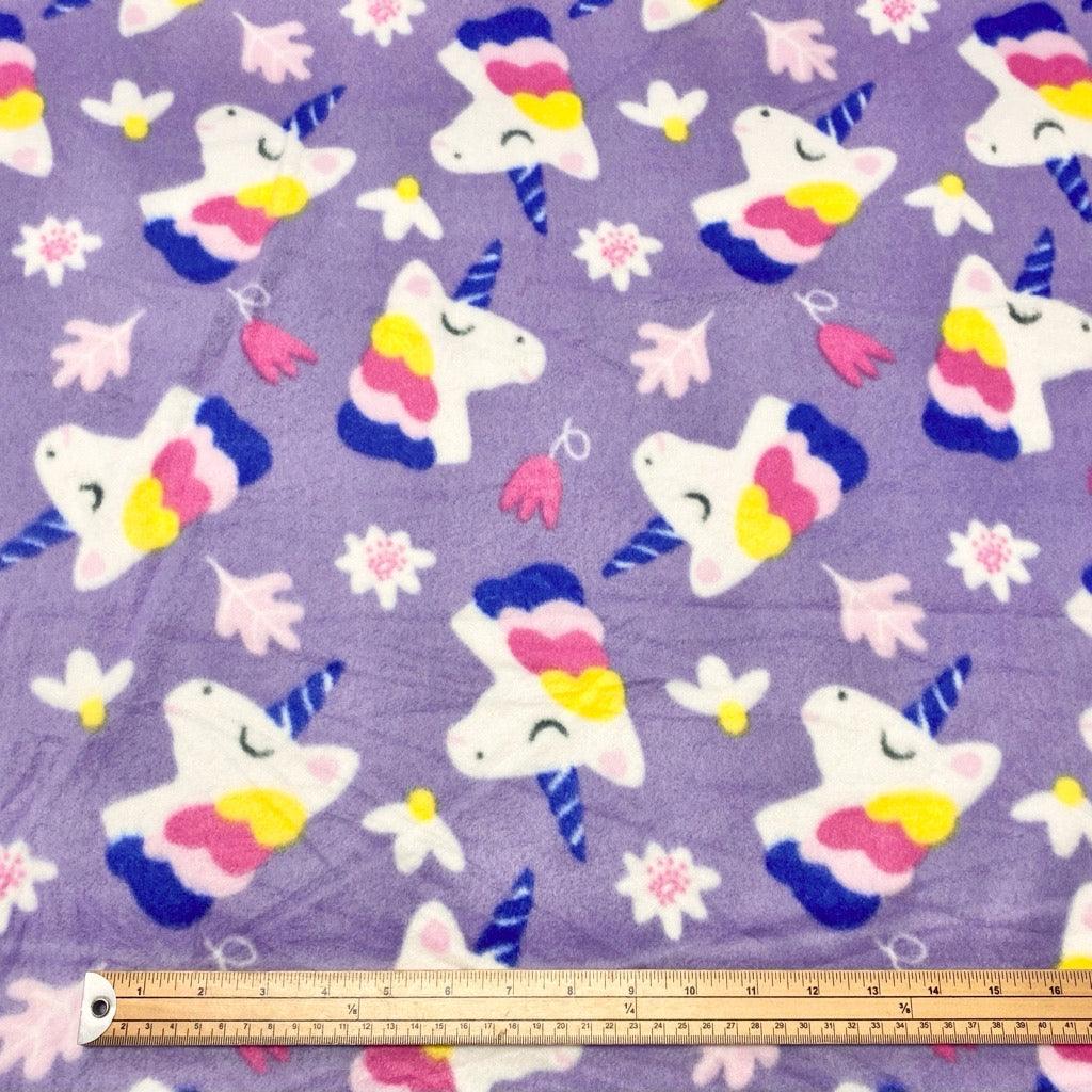 Unicorns on Lilac Anti Pill Polar Fleece Fabric - Pound Fabrics