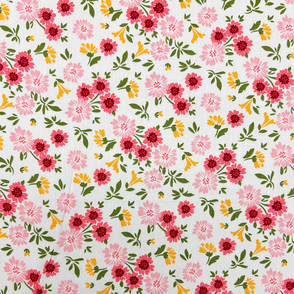 Garden Charm Rose & Hubble Cotton Poplin Fabric