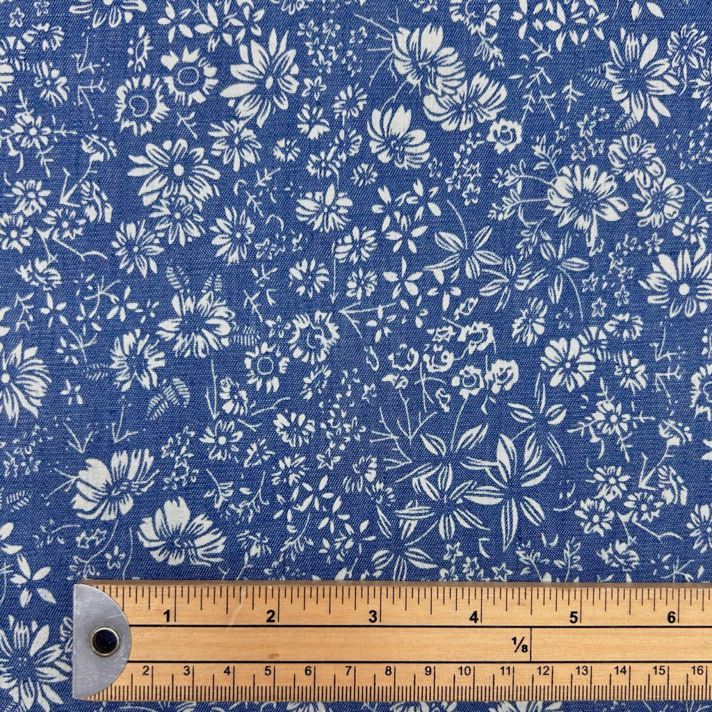 Garden Sketch Chambray Denim Fabric
