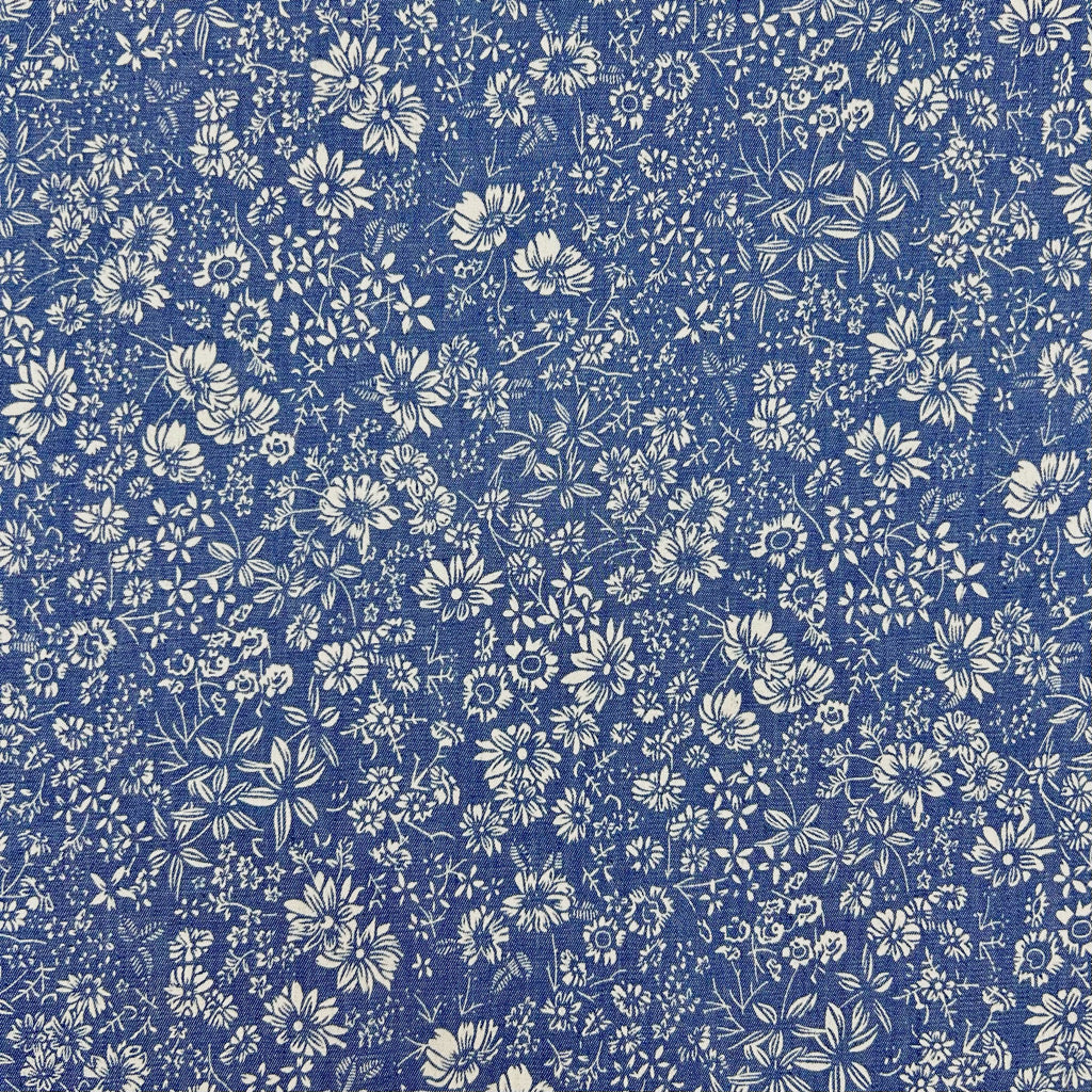 Garden Sketch Chambray Denim Fabric