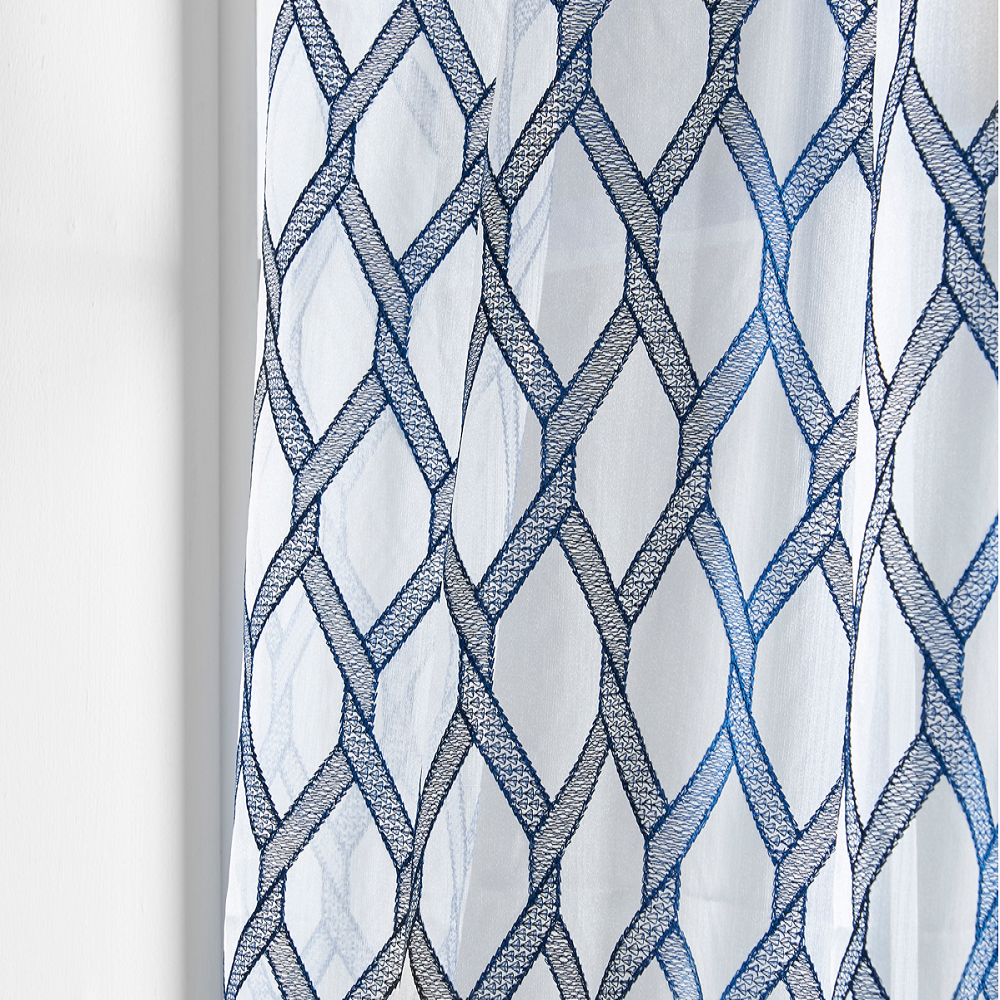Checkered Embroidery Curtain Voile Fabric