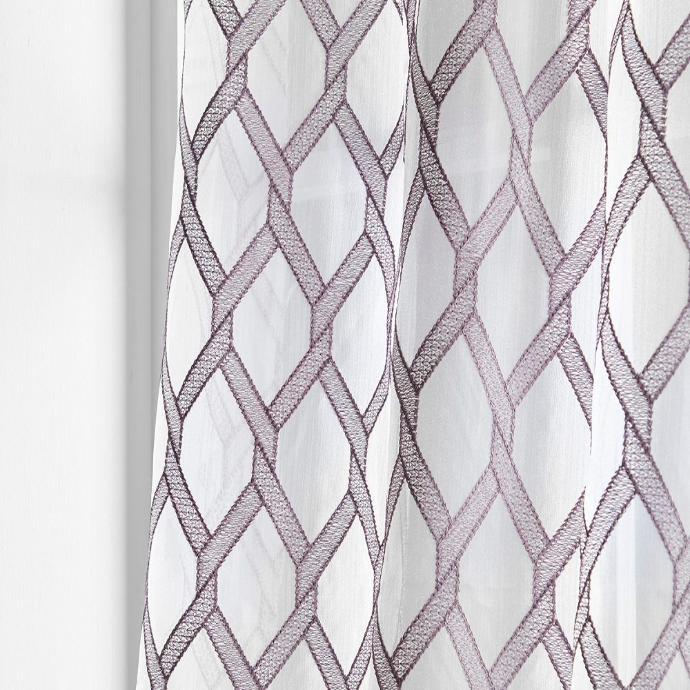 Checkered Embroidery Curtain Voile Fabric