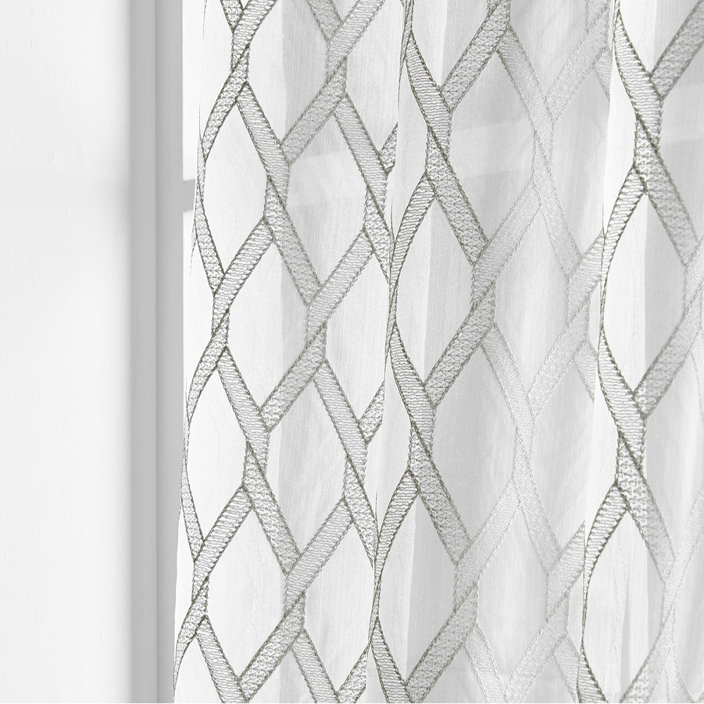 Checkered Embroidery Curtain Voile Fabric
