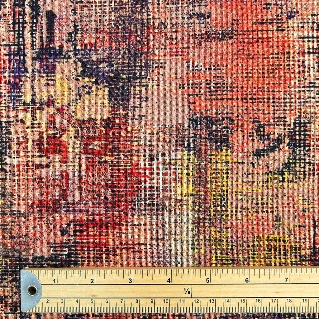 Glitch Grid Digital Modal-Touch Jersey Fabric