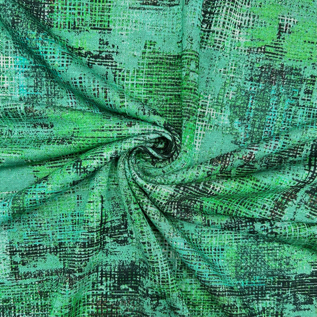 Glitch Grid Digital Modal-Touch Jersey Fabric