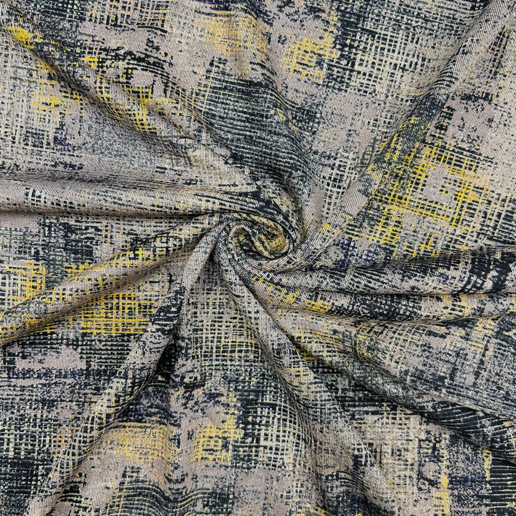 Glitch Grid Digital Modal-Touch Jersey Fabric