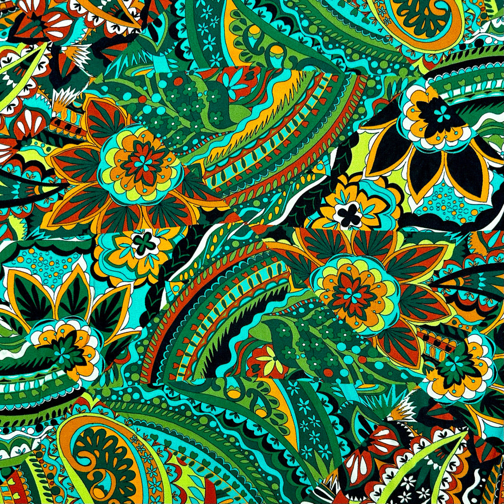 Retro Meadow Viscose Fabric