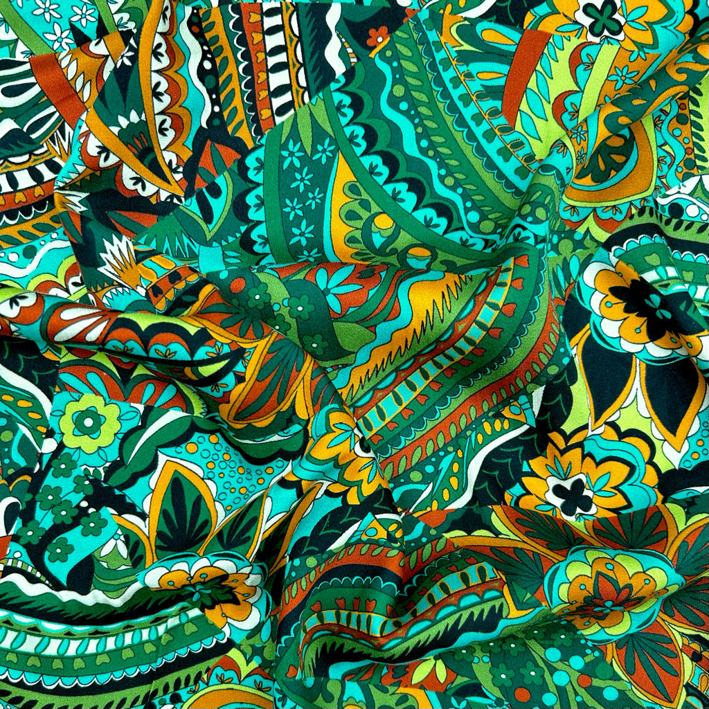 Retro Meadow Viscose Fabric